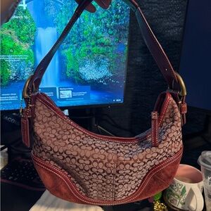 Y2K vintage Coach Signature Hobo with suede trim small 6351